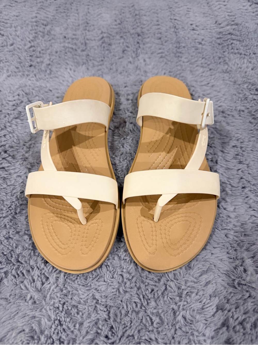 CROCS Women’s White Two-Strap Toe-Loop Sandals